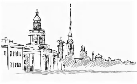 Силуэт Петербурга карандашом