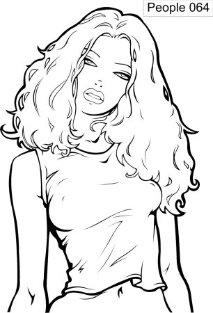 Контурные рисунки девушек