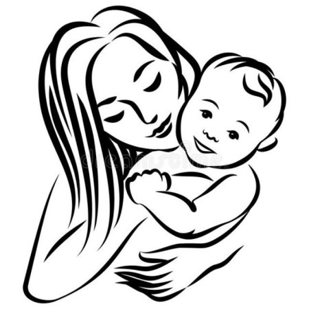 Раскраска мать с ребенком