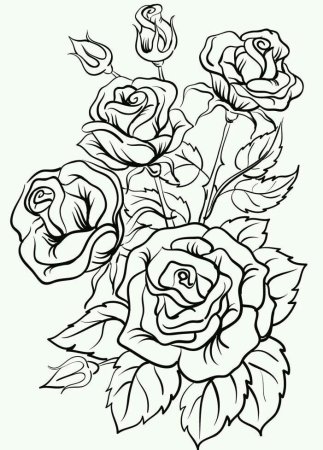 Контурные рисунки цветов