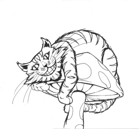 Чеширский кот раскраска