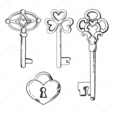 Трафарет ключ от замка