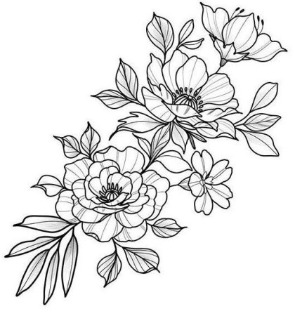 Контурные цветы эскиз