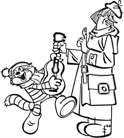 Простоквашино зима в Простоквашино раскраска