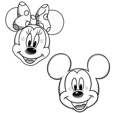 Микки Маус раскраска черно белая