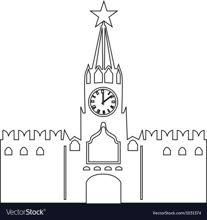 Спасская башня Кремля раскраска