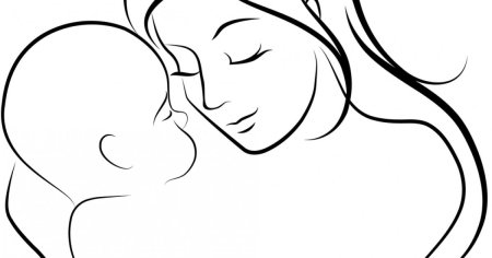 Мама с ребенком контурный рисунок (42 фото)