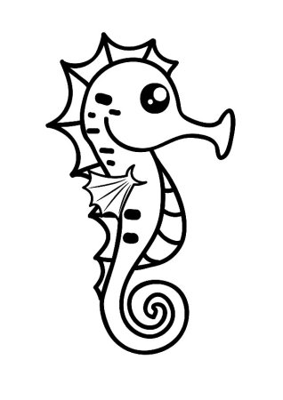 Морской конек трафарет