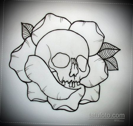Тату контурные эскизы череп