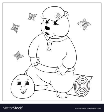 Медведь из колобка раскраска