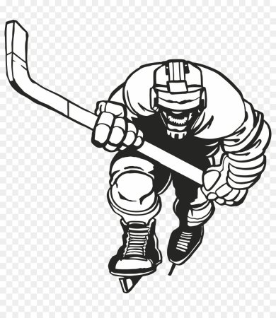 Хоккеист контурный рисунок