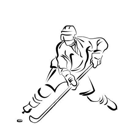 Трафарет хоккеист с клюшкой