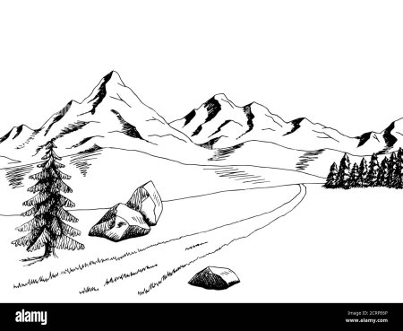 Горы туризм пейзаж чб