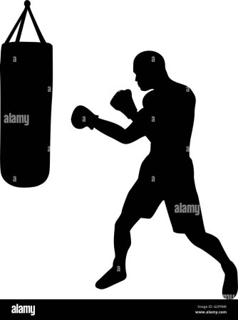Боксер в стойке силуэт