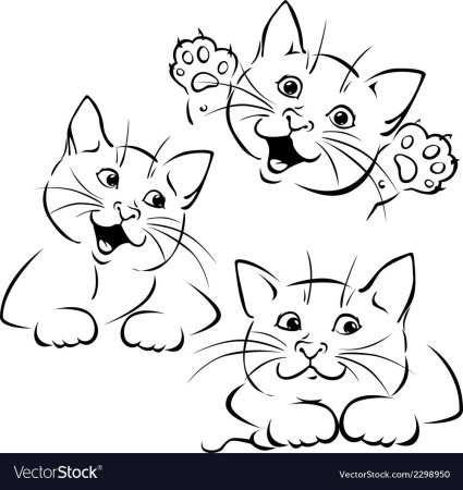 Котенок вектор чб