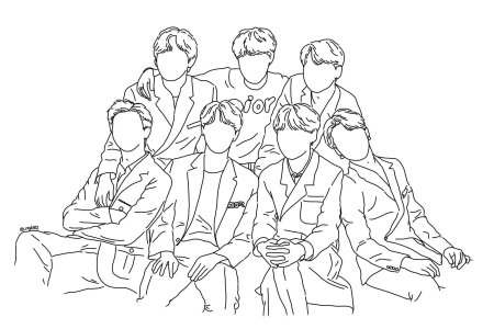 BTS контурные рисунки вышивка