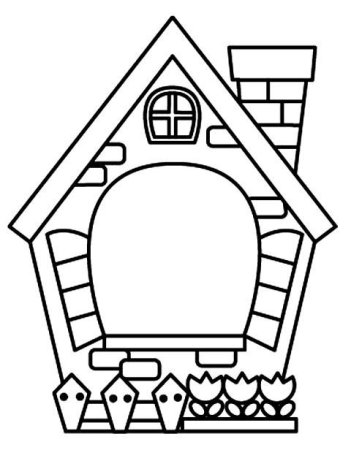 Домик с окнами раскраска