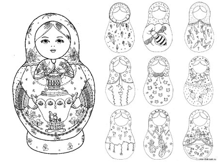 Матрешка большая раскраска