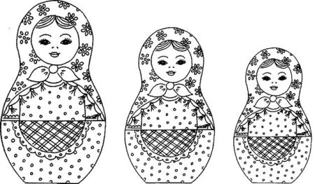 Матрешки разных размеров для раскрашивания