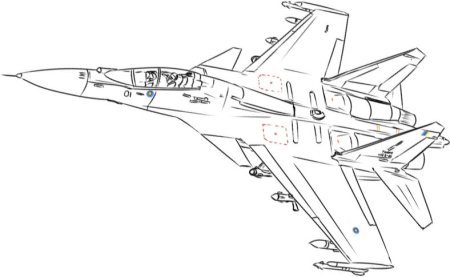 Контур самолета Су-17 снизу