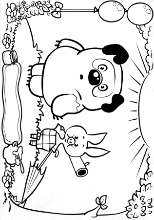 Раскраски героев мультфильмов Винни пух