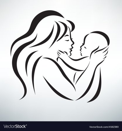Трафарет мама с ребенком