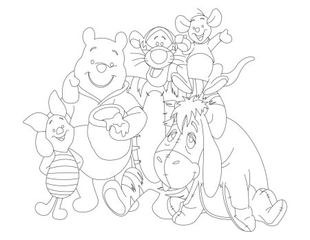 Раскраски для детей из мультфильма вини пух