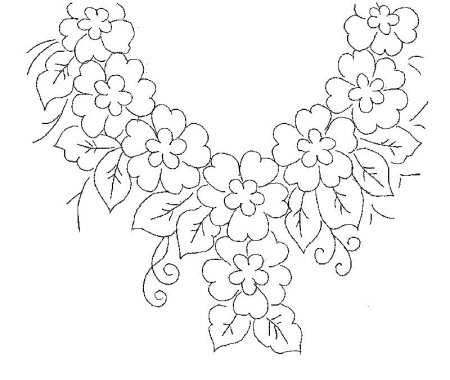 Вышивка цветов по контуру