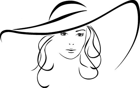 Контур девушки в шляпе