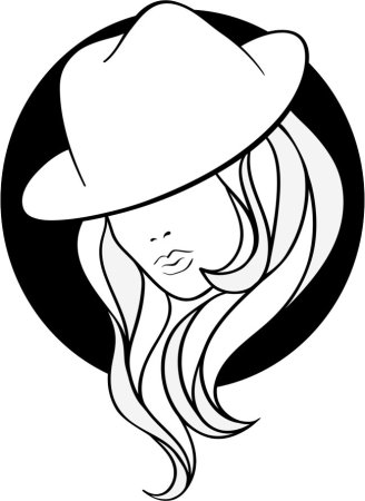 Контурные рисунки девушек в шляпе (35 фото)