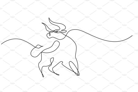 Рисования быка одной линией