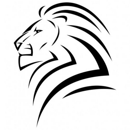 Тату Лев контурный