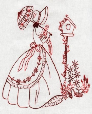 Контурная вышивка девушка