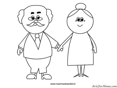 Раскраска бабушка и дедушка