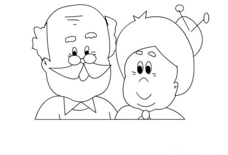 Раскраска бабушка и дедушка