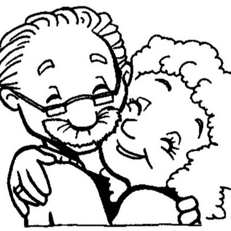 Открытка для бабушки и дедушки раскраска