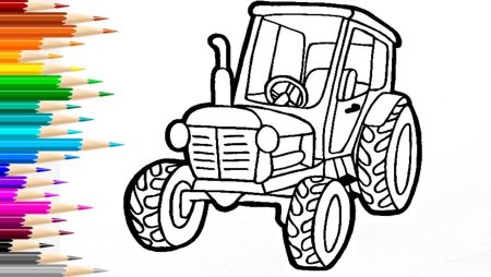Синий трактор контур