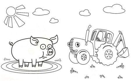 Раскраска синий трактор веселая ферма Умка