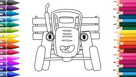 Синий трактор рисовать