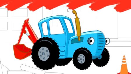 Синий трактор разукрашка для малышей