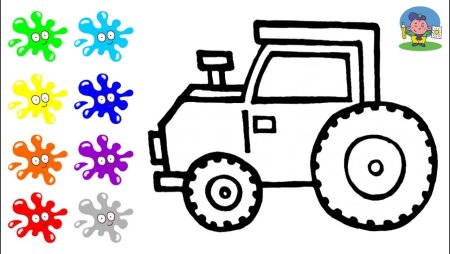 Синий трактор рисовать