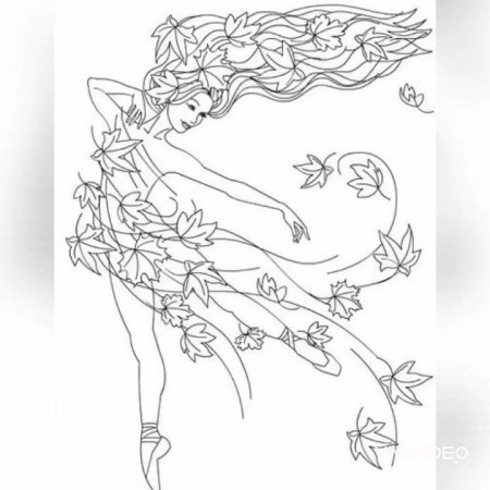 Девочка осень раскраска