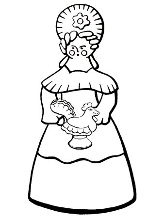 Дымковская игрушка Барыня раскраска