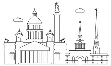 Петропавловская крепость в Санкт-Петербурге раскраска