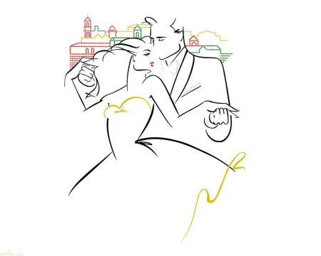 Контур рук влюбленных