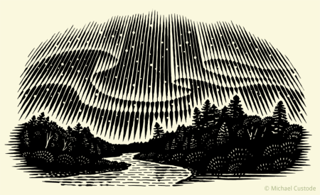 Граттаж Северное сияние