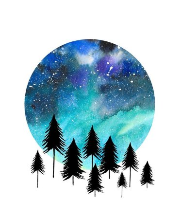 Северное сияние акварелью