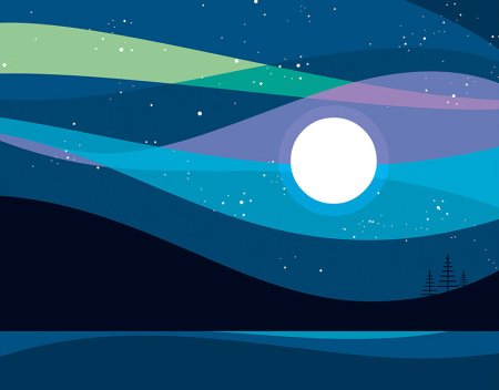 Стилизованные изображения Северного сияния