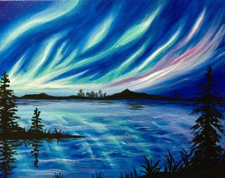 Картины из шерсти Северное сияние