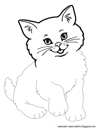 Кошка контурный рисунок